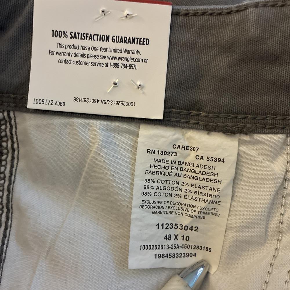 Wrangler Cargo Shorts Mens 48 Relaxed Fit Cotton Gray Outdoors Trail Casual NEW - Picture 16 of 16